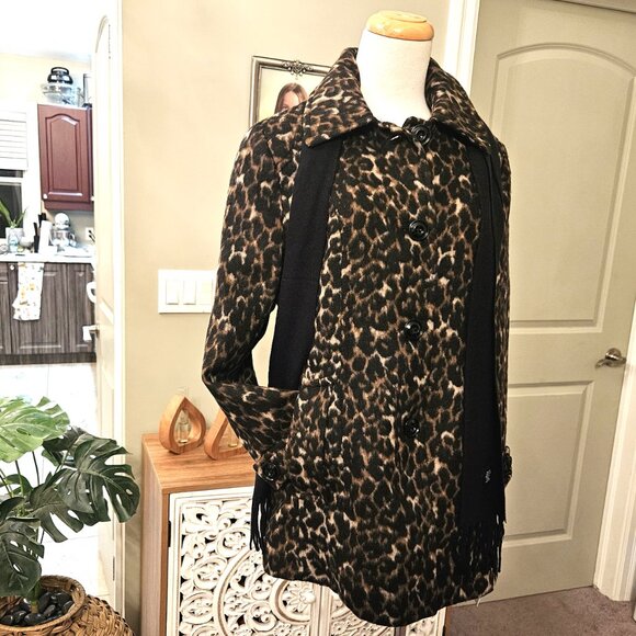 NWT LONDON FOG Single-Breasted Wool Coat with Scarf, Large - Picture 10 of 11